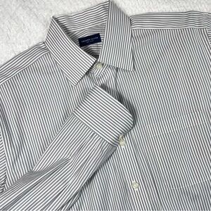 Proper Cloth Gray And White Striped Long Sleeve Dress Shirt Size 16.5/35